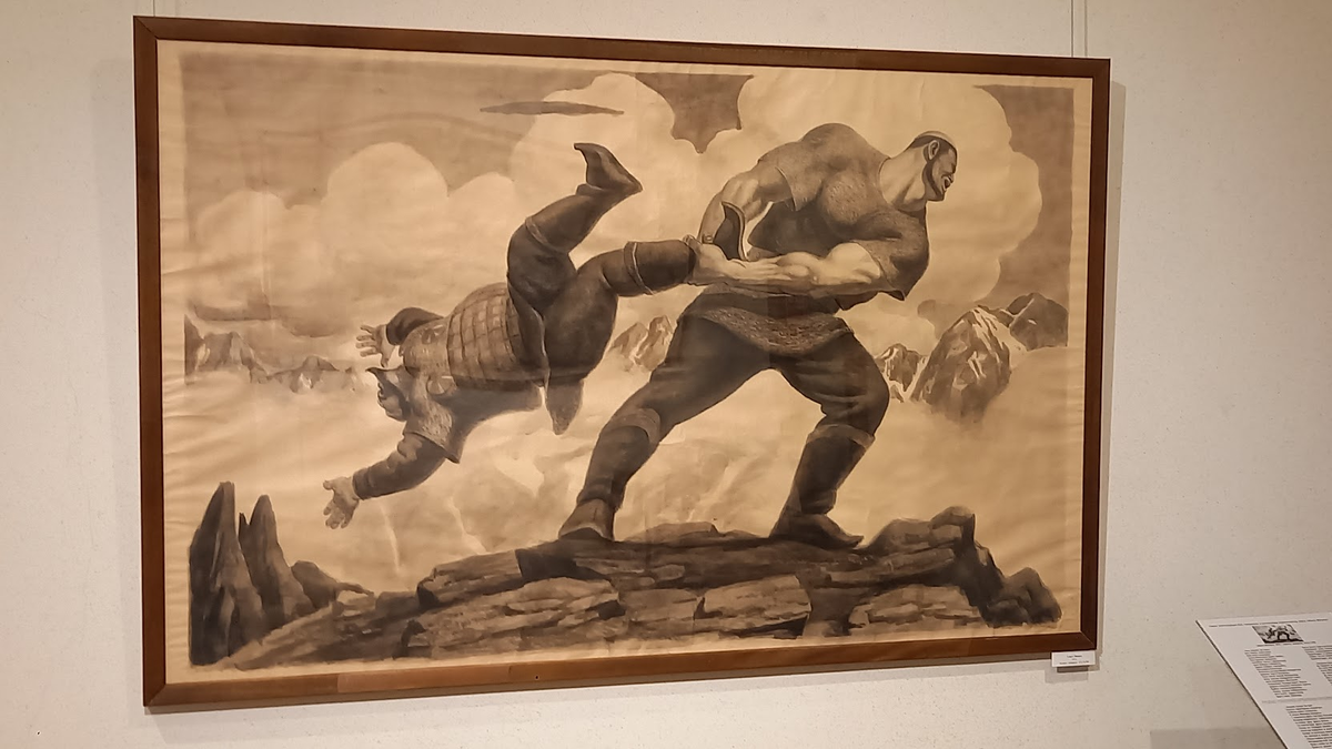 Картины по мотивам героического алтайского эпоса из музея Гроноалтайска.