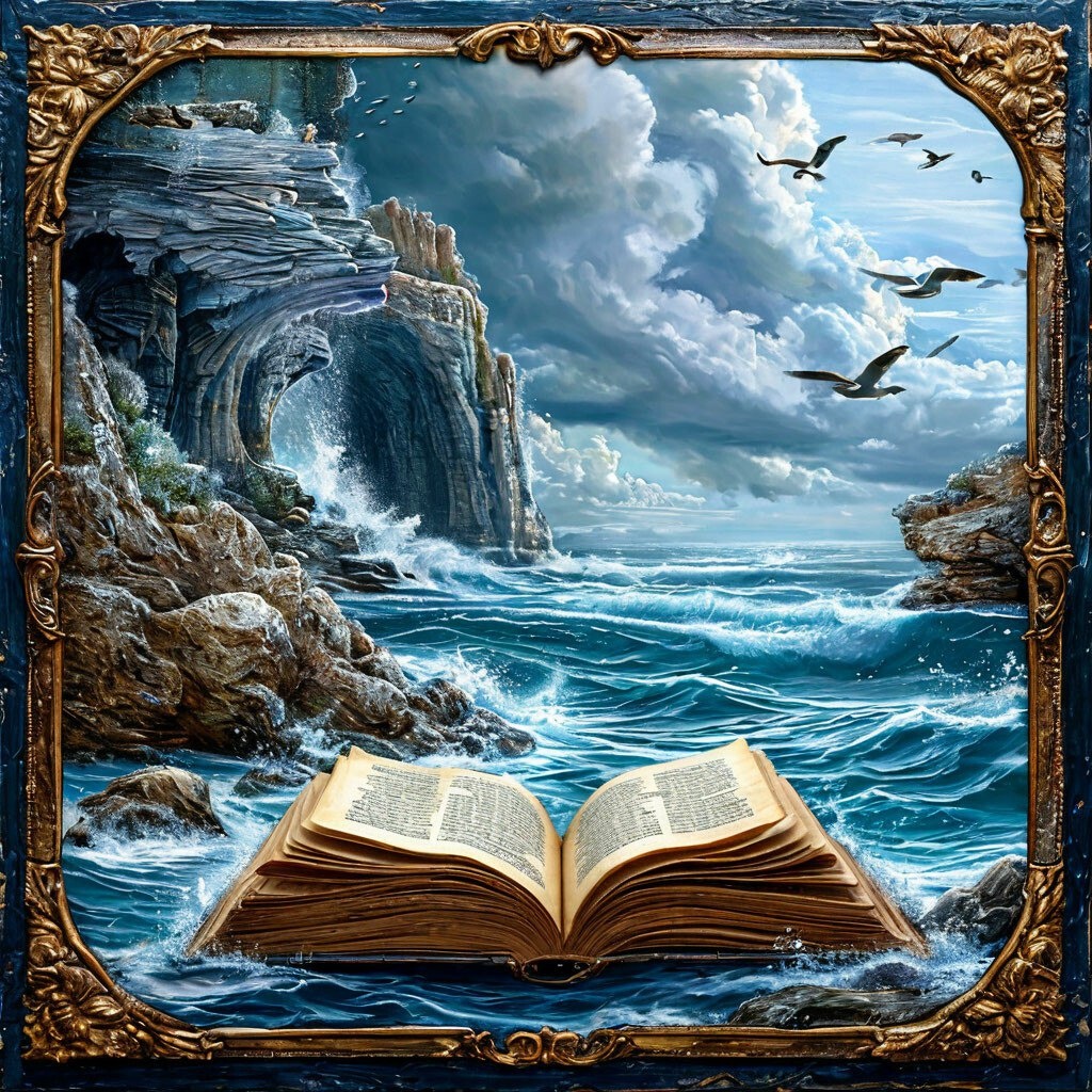 Книжный океан. (Изображение сгенерировано нейросетью Шедеврум).