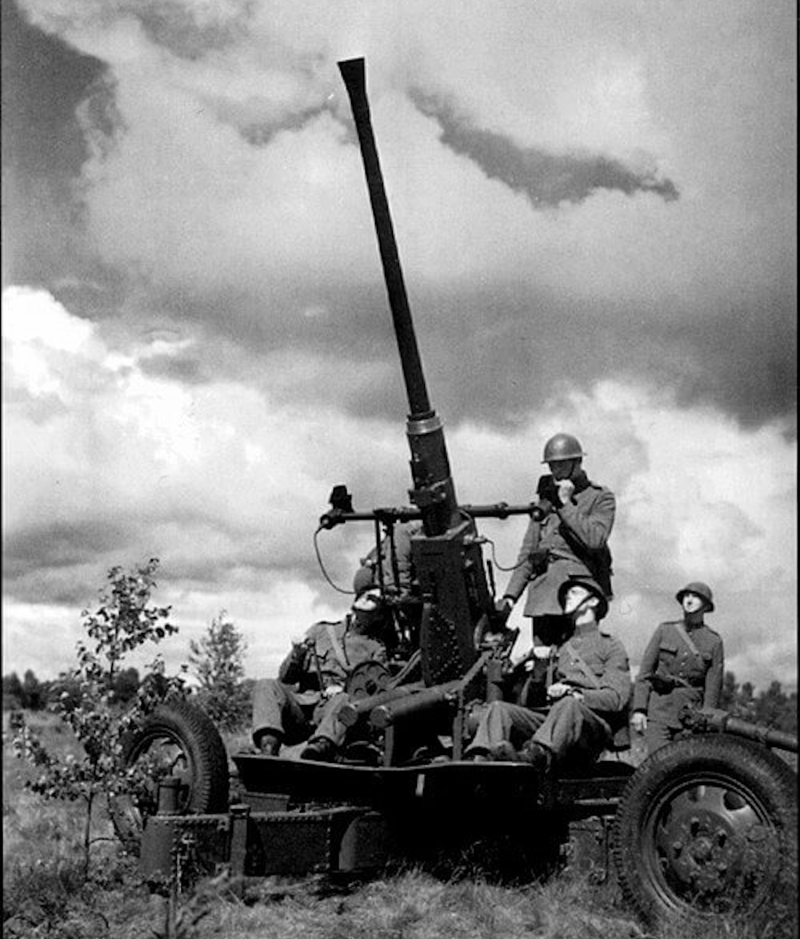 40 mm luftvärnsautomatkanon m/36, калибр — 40 мм, длина ствола — 60 калибров, масса снаряда — 0,95 кг, начальная скорость — 850 м/с, угол возвышения — 90°, дальнобойность по горизонтали — 8700 м, по вертикали — 1200 м, сектор обстрела — 360°, масса орудия — 1730 кг.