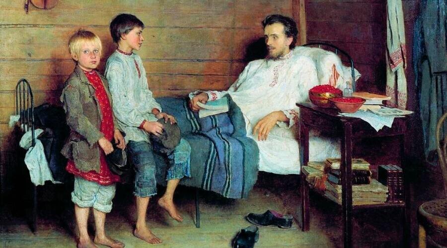    Н. П. Богданов-Бельский, «У больного учителя» Фото: общественное достояние