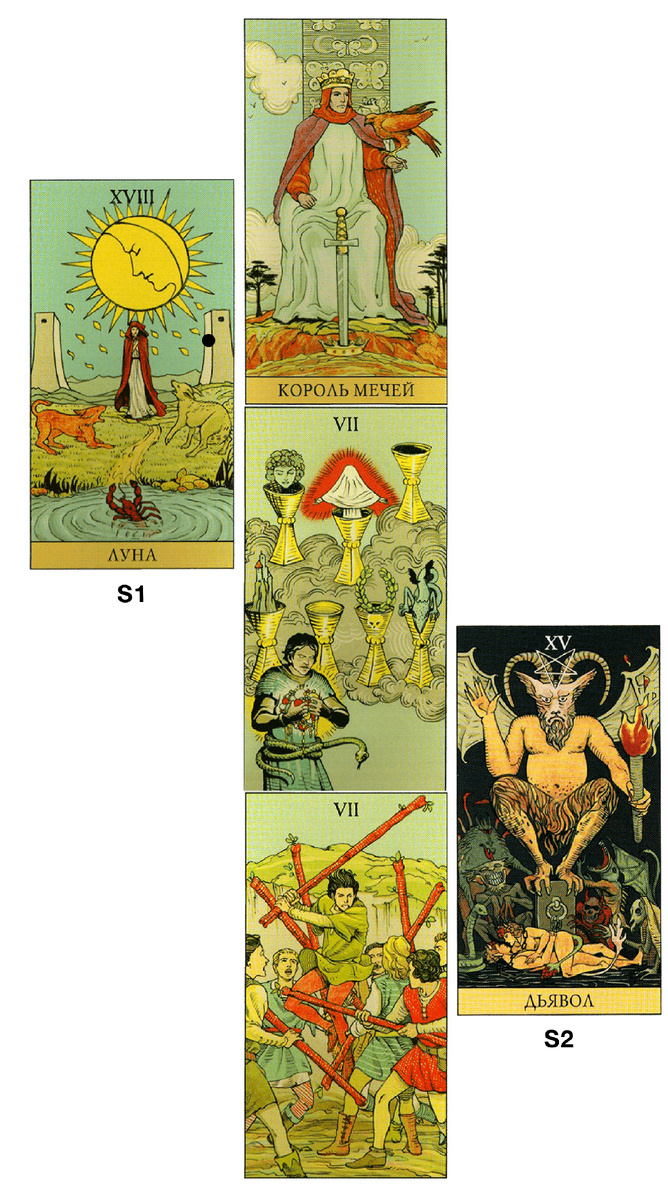 S1 - сигнификатор женщины в раскладе, S2 - сигнификатор мужчины в раскладе