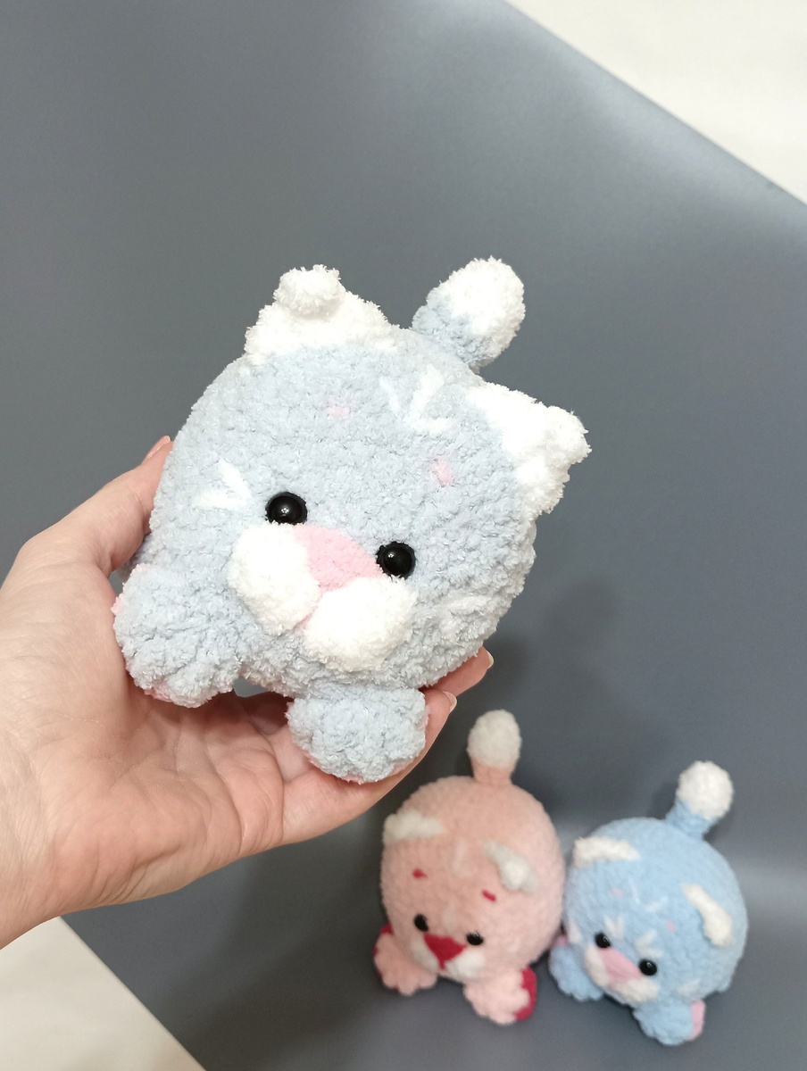 МК Котик-зефирка крючком Круглый кот котенок схема