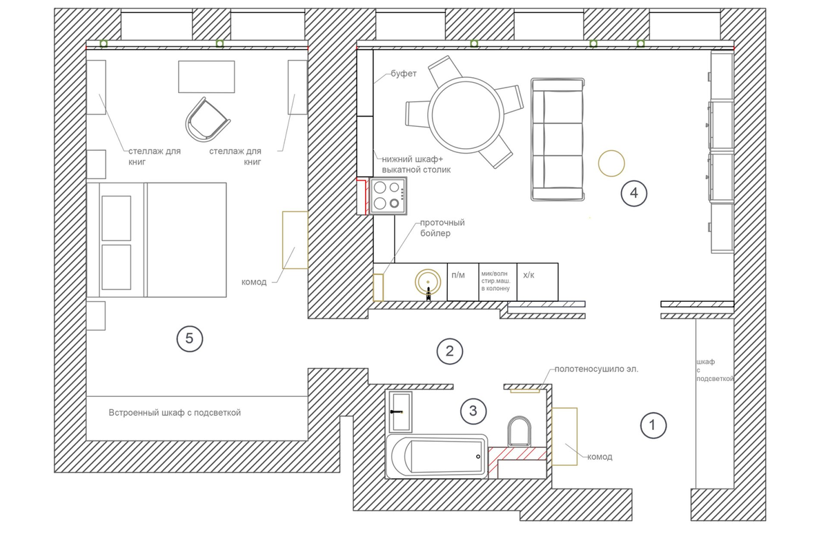 Планировочное решение и расстановка мебели