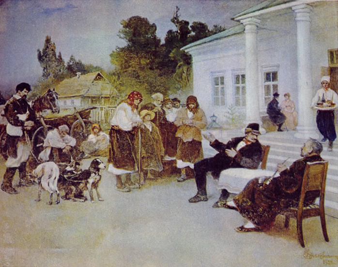 Обмен крестьян на собак. Художник Лебедев