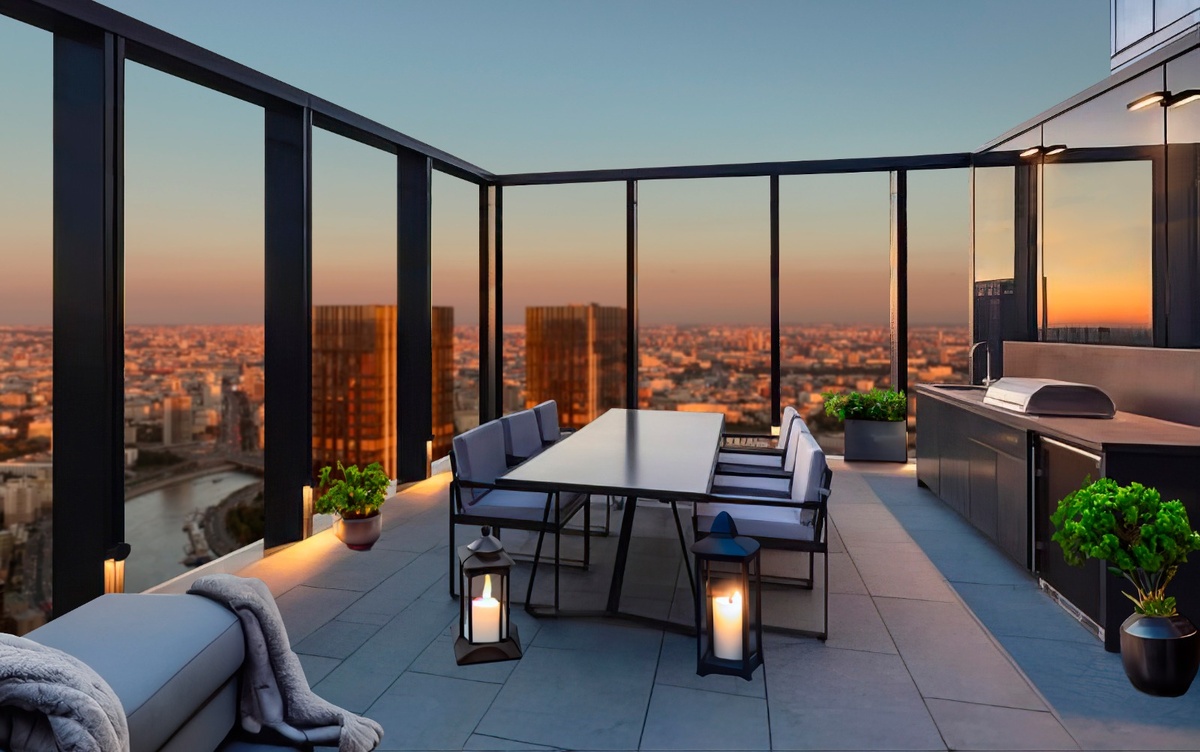 Терраса пентхауса площадью 1030,7 кв. м на 84-85 этажах «Дом Дау»