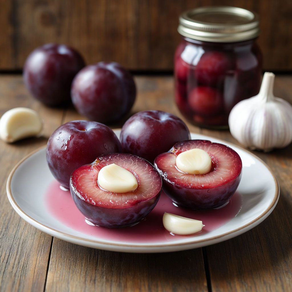 🍽️ Пикантная маринованная слива с чесноком: идеальное дополнение к мясным блюдам 🍽️