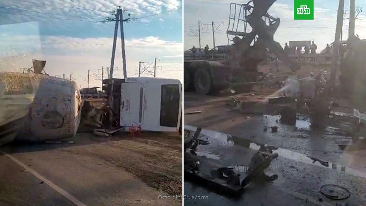    Автобус столкнулся с бетономешалкой под Астраханью, есть погибшие
