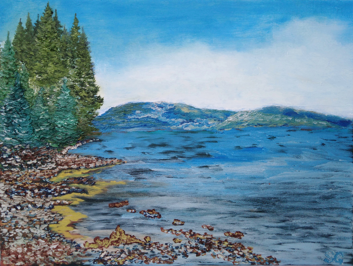 Картина маслом на холсте - Озеро Имандра (высота 30 см, ширина 40 см), Станислав Гуринович