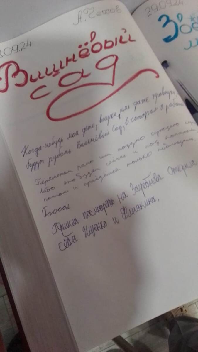 Мой отзыв в книге отзывов. Фото автора.