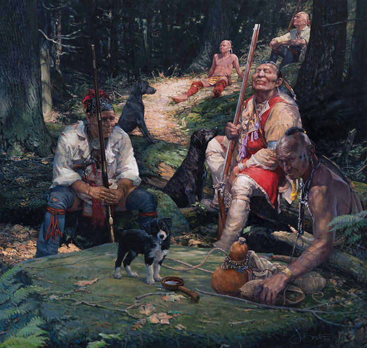 "Собаки - две - компания, третья - щенок", картина худ. Джона Бакстона