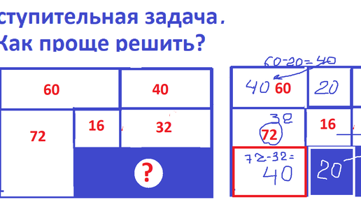 Геометрическая задача с прямоугольниками для поступающих в вуз. Найдите площадь без дробей