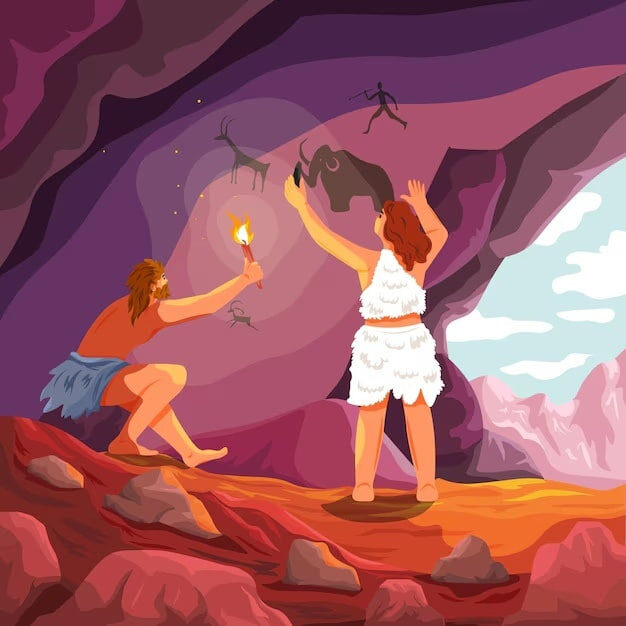 Какие стильные пещерные люди. Художник с фантазией способен на многое)