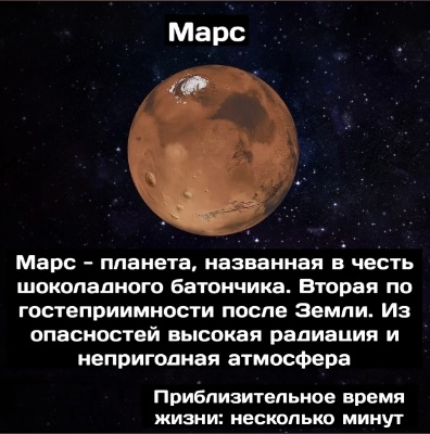 Автор пошутил: Марс назван в честь древнегреческого бога войны Марс