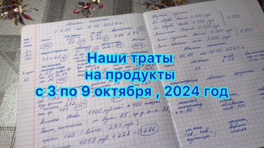 Живём на минималку. Наши траты на продукты с 3 по 9 октября , 2024 год ( на семью из 3 человек )