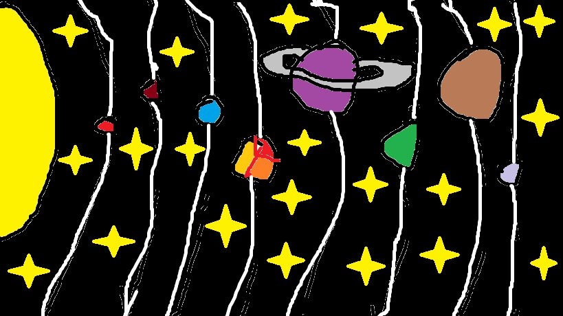 "Солнечная система: взгляд из космоса" рисунок Маринетт Мортем