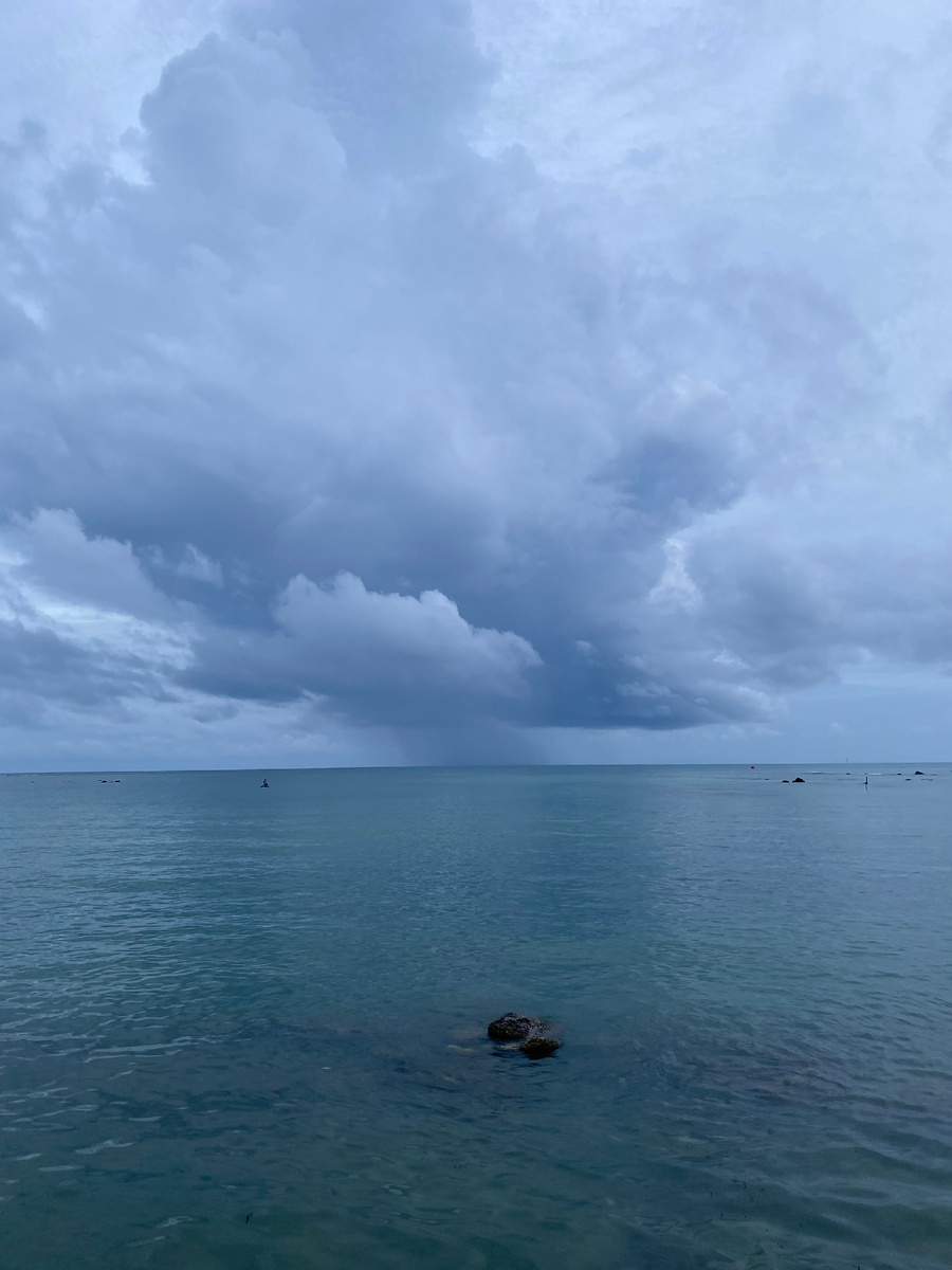 Тропический ливень идет с моря