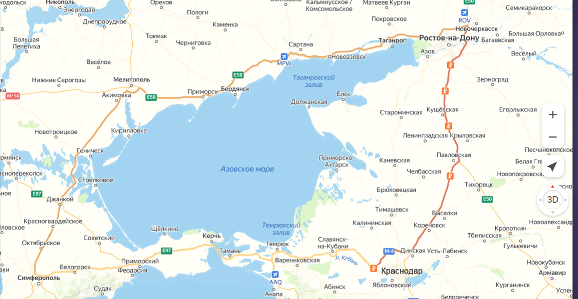 Красным выделены платные участки дороги, оранжевым - бесплатные