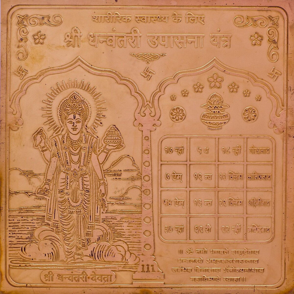 ОМ ШРИ ДХАНВАНТАРАЕ НАМАХА  (Приветствую Господа Дханвантари) короткая мантра