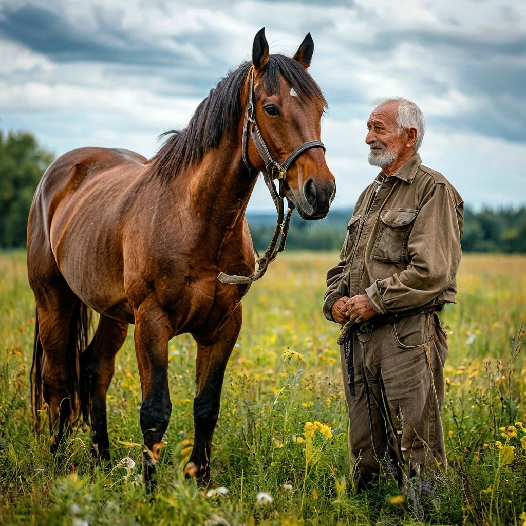 Конь и старик. Шедеврум.