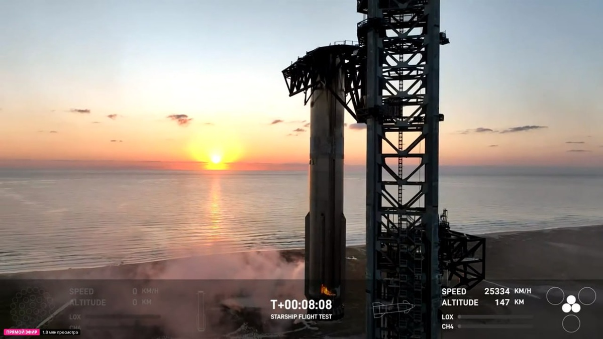 Запуск Starship Super Heavy.    
 Источник: SpaceX  📷
