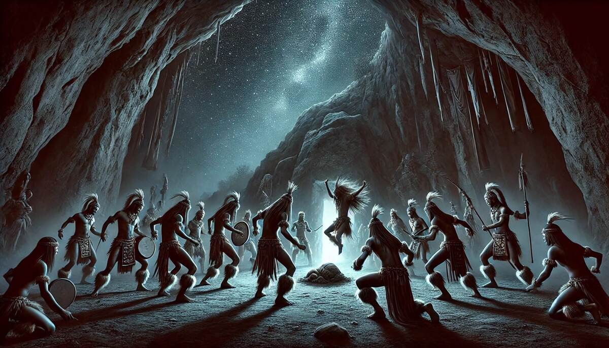 Воины, танцующие ритуальные танцы