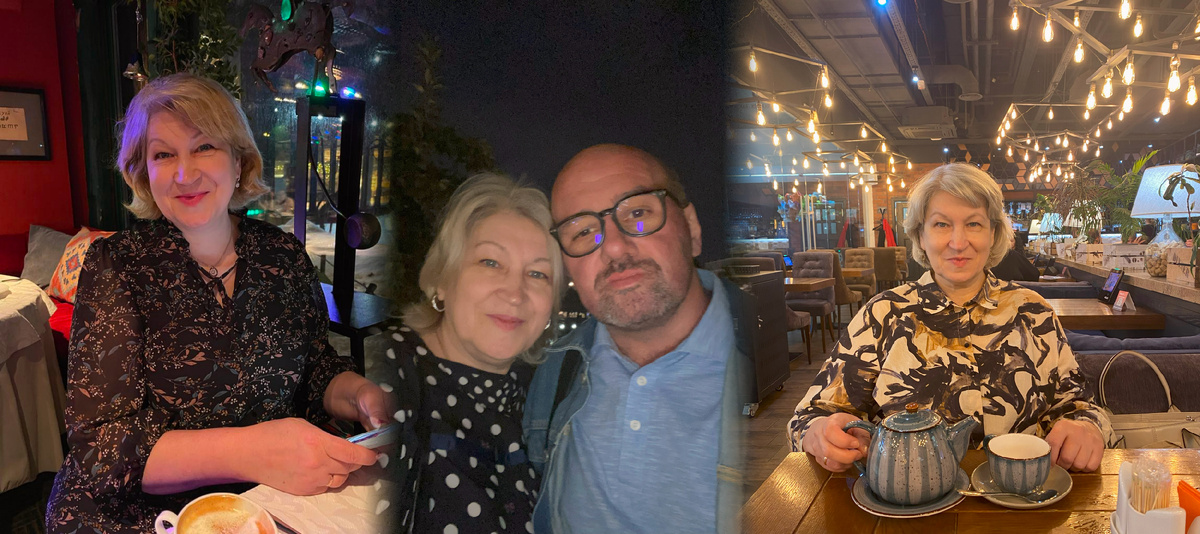 В центре - я с мужем, который стоически терпит мои долгие творческие "заплывы"