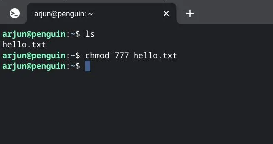 Пример использования команды chmod