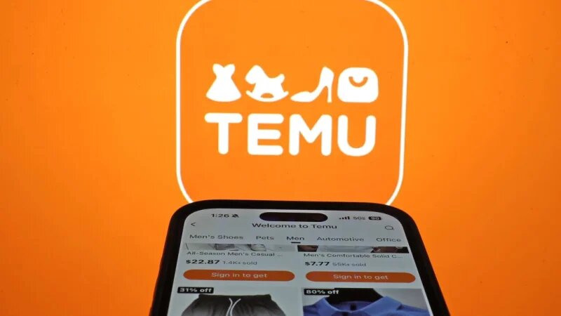 Логотип Temu. (Photo Illustration by Justin Sullivan/Getty Images)
