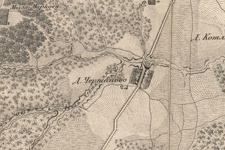 Деревня Чертаново на карте окрестностей Москвы 1823 года. Источник: retromap.ru