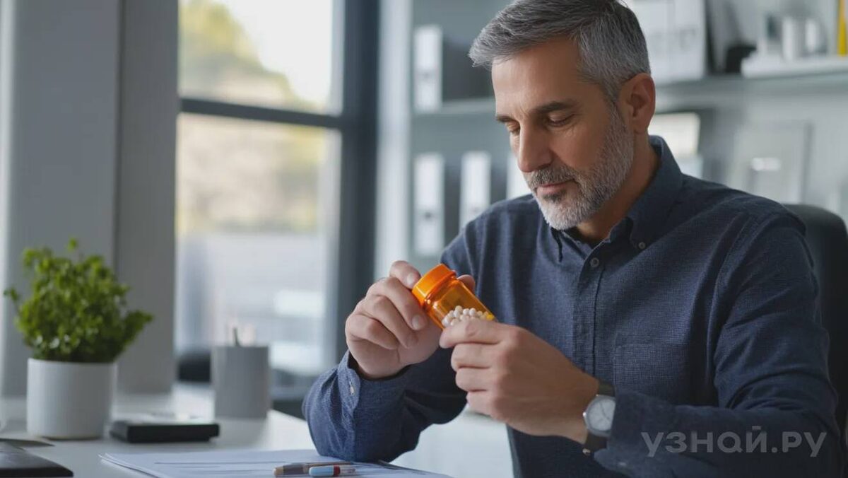     Мужчина принимает витамин B © Фото: uznay.ru