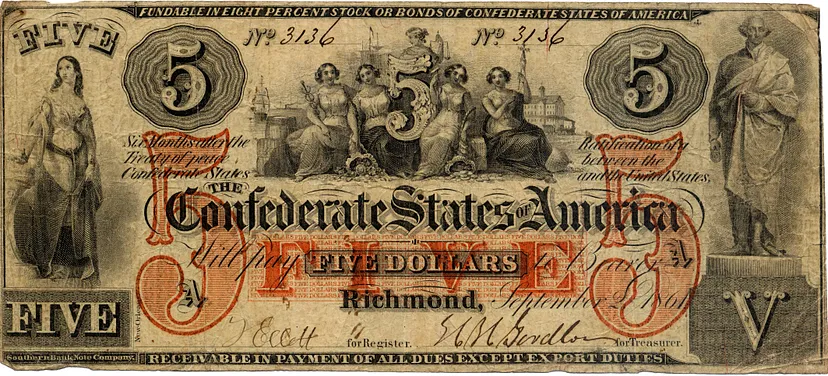 Пятидолларовая купюра Конфедерации (общественное достояние)