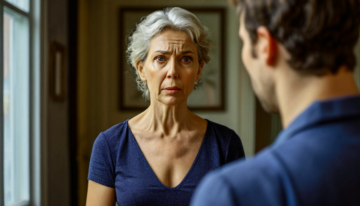 Женщина общается с зятем. 