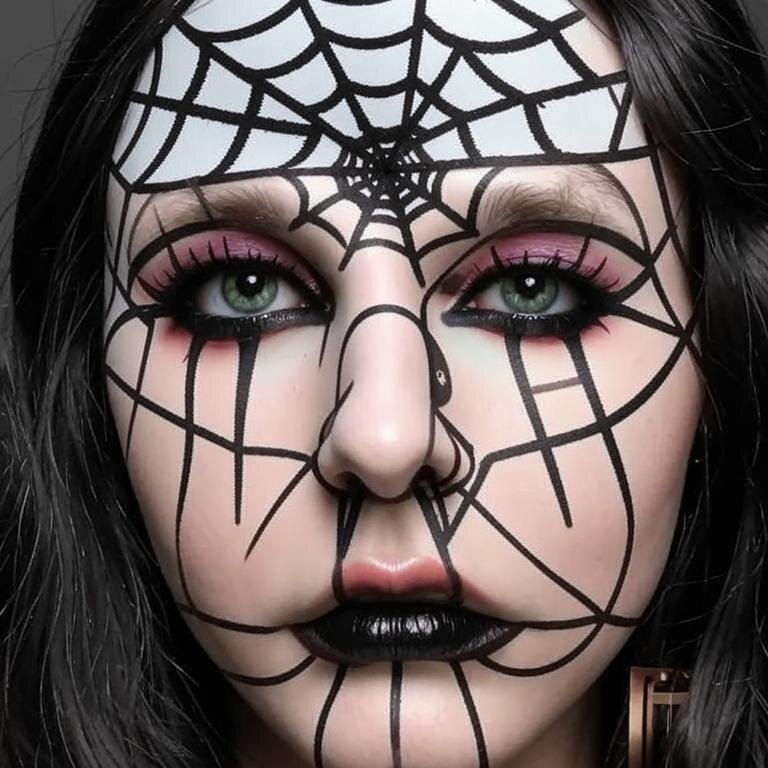 Идеи грима на Хэлуин . Паутина на лице