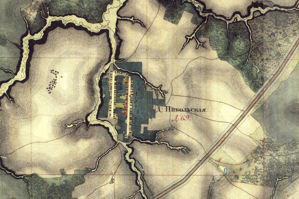 Деревня Никольское на плане Москвы 1838 года. Источник: retromap.ru