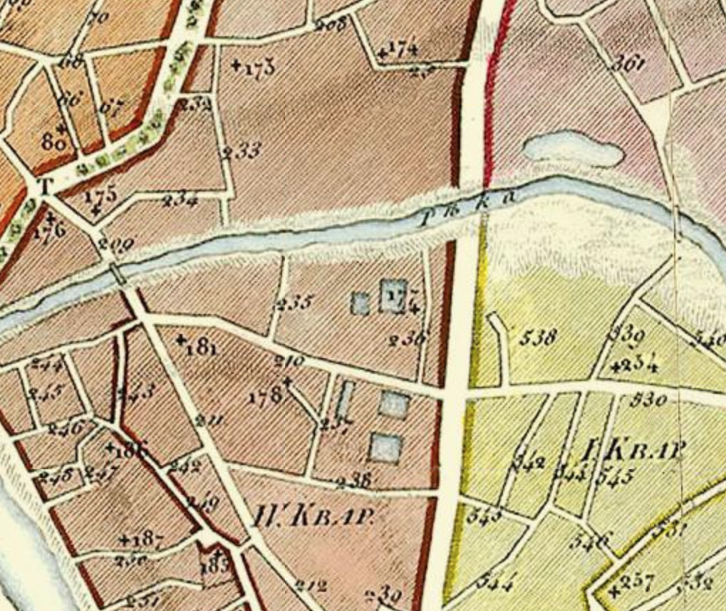 На плане Москвы 1819 года моста ещё не было. С сайта www.retromap.ru.