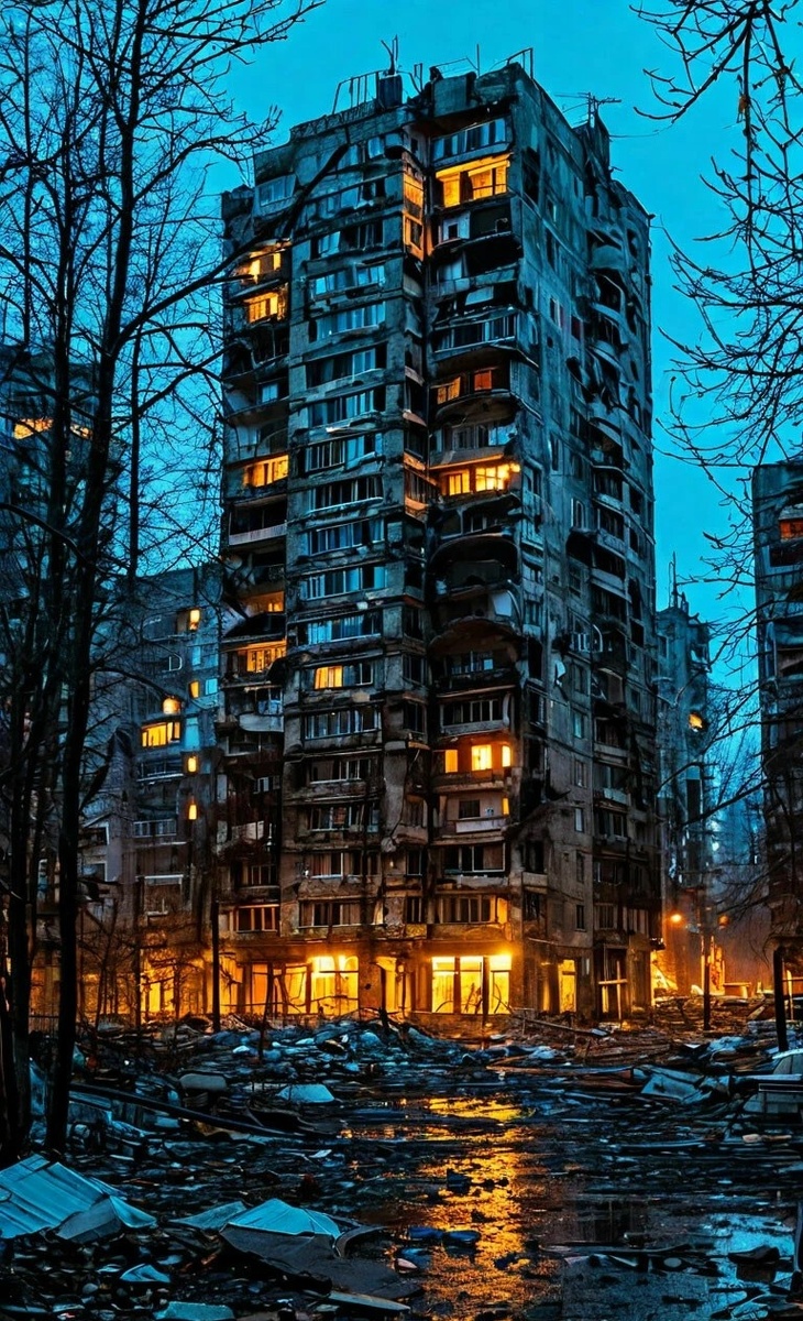 Разрушенный город.