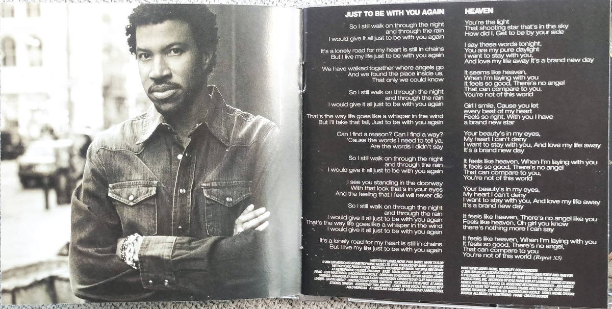 Lionel Richie "Just For You" SACD - booklet: just To Be With You Again + Heaven