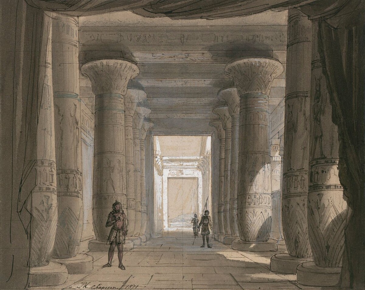 Филипп Шаперон, Эскиз декораций для премьеры «Аиды» в Каире, 1871. 