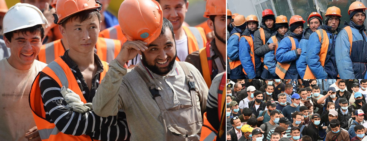 Трудовые мигранты в России. Коллаж автора по фотографиям из открытых источников