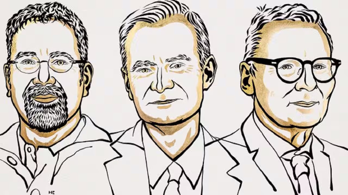 Дарон Аджемоглу, Саймон Джонсон и Джеймс Робинсон получили Нобелевскую премию по экономике 2024 года. Фото: moneycontrol.com