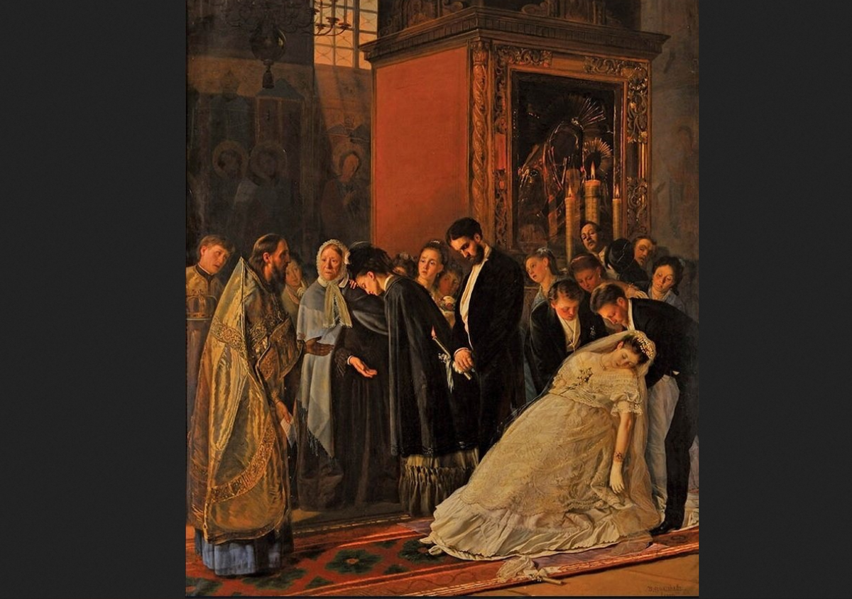 Василий Пукирев «Прерванное венчание (Двоеженец)», 1877