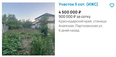 Участок в Анапской