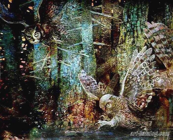 © Александр Сурков. Охота на мышь. Холст, масло. 100х120см.