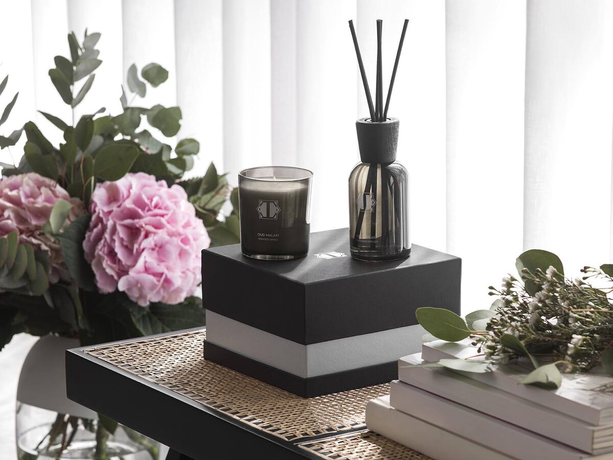 Ароматический диффузор и свеча «Пачули и сахарный тростник» 