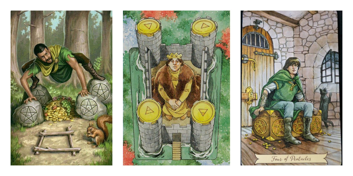 Четверка пентаклей в разных колодах