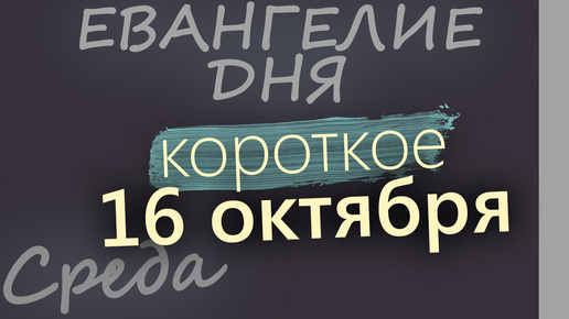 16 октября, Среда. Евангелие дня 2024 короткое!