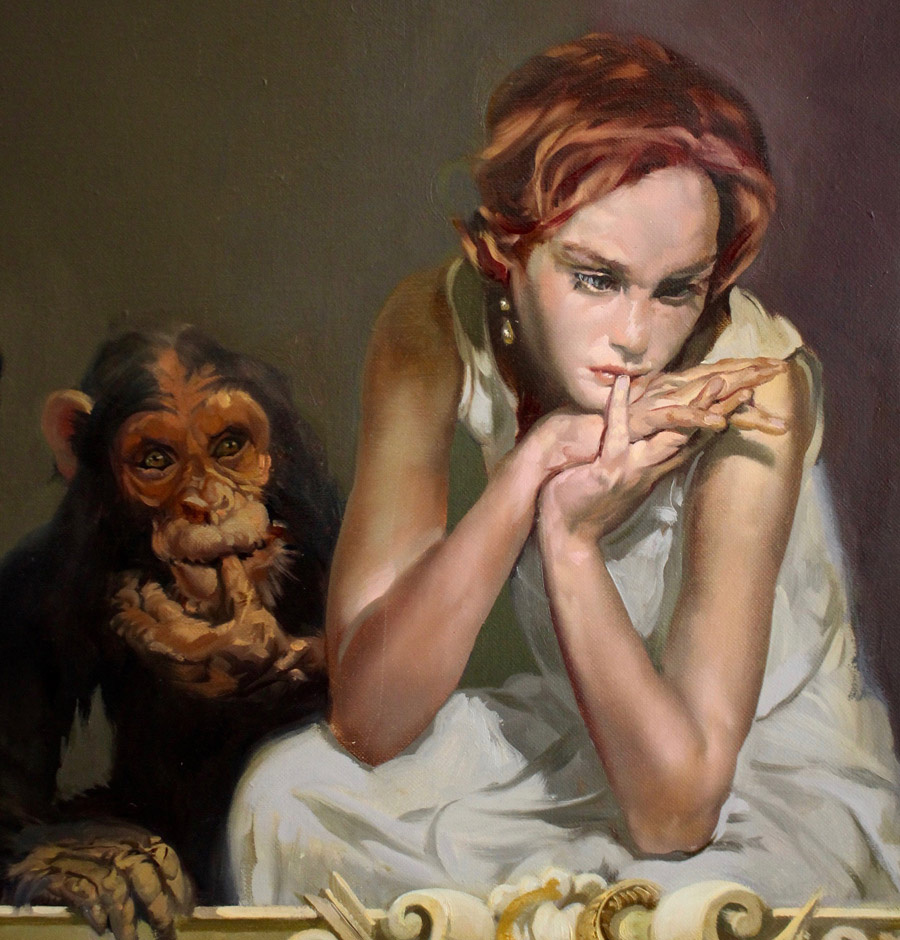 William Woodward, Detail of Envy, 2014. Oil on linen, 62 x 51 in. 