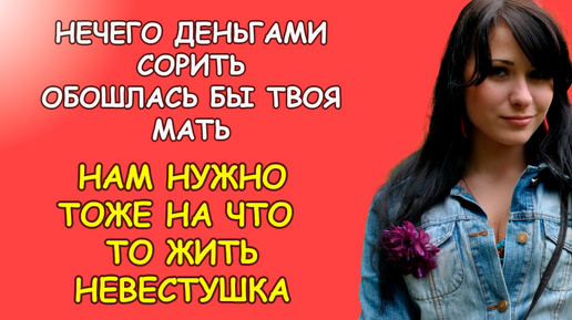 Нечего деньгами сорить, обошлась бы твоя мама, нам тоже нужно на что то жить и одеваться невестушка