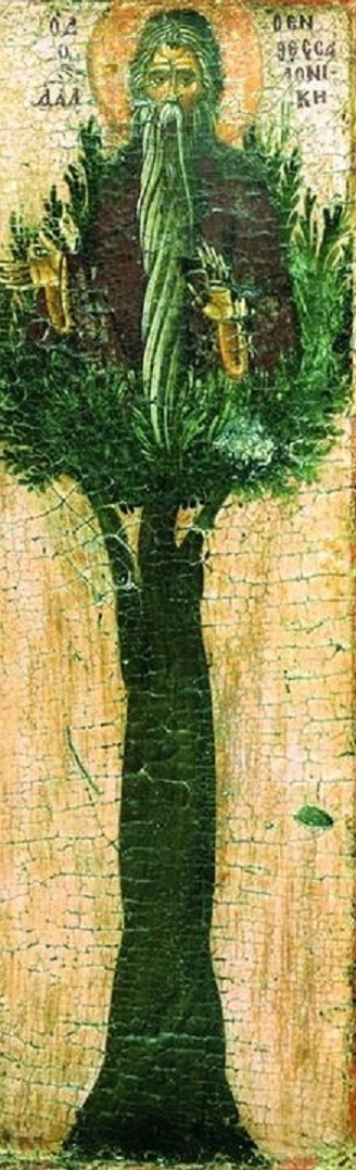 Преподобный Давид Солунский. 15в. Икона из монастыря Ватопед на Афоне.