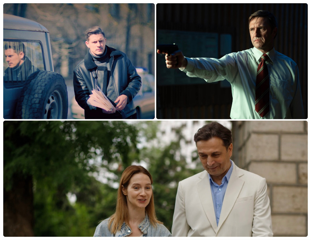 Кадры из сериалов "Варяги", "Противостояние" и "Нинель". Коллаж автора.